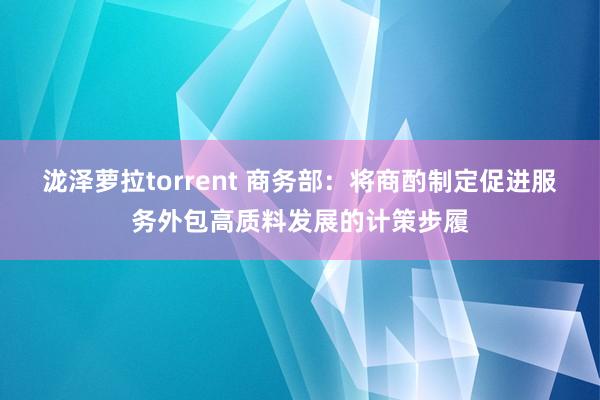 泷泽萝拉torrent 商务部：将商酌制定促进服务外包高质料发展的计策步履