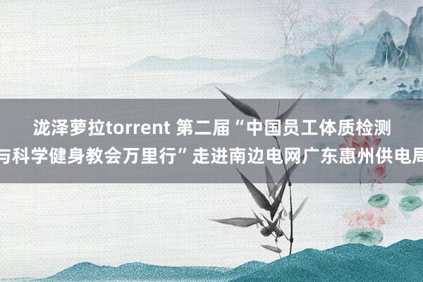 泷泽萝拉torrent 第二届“中国员工体质检测与科学健身教会万里行”走进南边电网广东惠州供电局