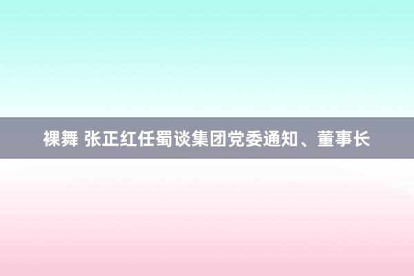 裸舞 张正红任蜀谈集团党委通知、董事长