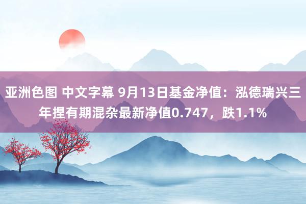 亚洲色图 中文字幕 9月13日基金净值：泓德瑞兴三年捏有期混杂最新净值0.747，跌1.1%