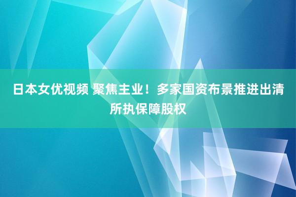 日本女优视频 聚焦主业！多家国资布景推进出清所执保障股权