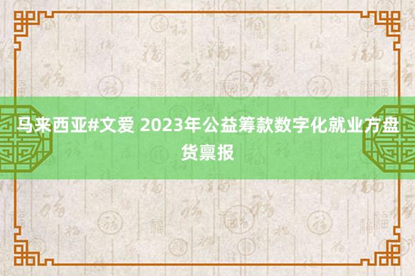 马来西亚#文爱 2023年公益筹款数字化就业方盘货禀报