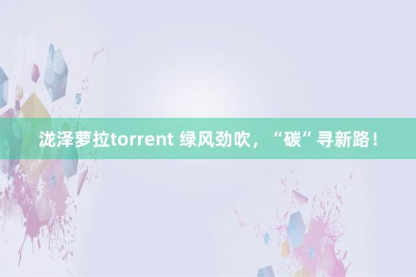 泷泽萝拉torrent 绿风劲吹，“碳”寻新路！