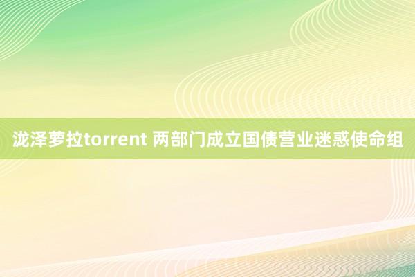 泷泽萝拉torrent 两部门成立国债营业迷惑使命组