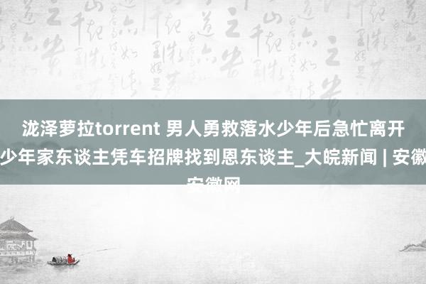 泷泽萝拉torrent 男人勇救落水少年后急忙离开，少年家东谈主凭车招牌找到恩东谈主_大皖新闻 | 安徽网