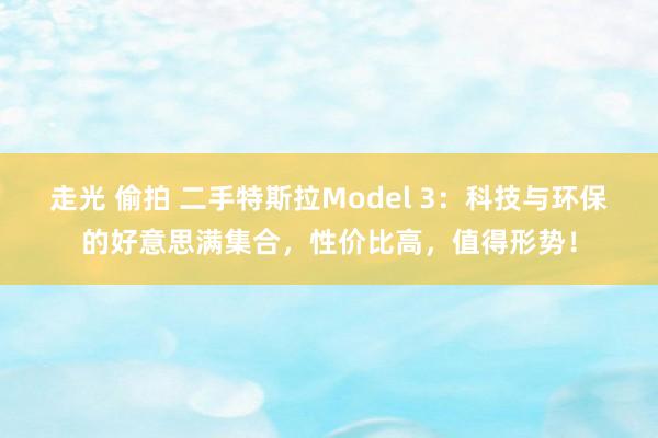 走光 偷拍 二手特斯拉Model 3：科技与环保的好意思满集合，性价比高，值得形势！