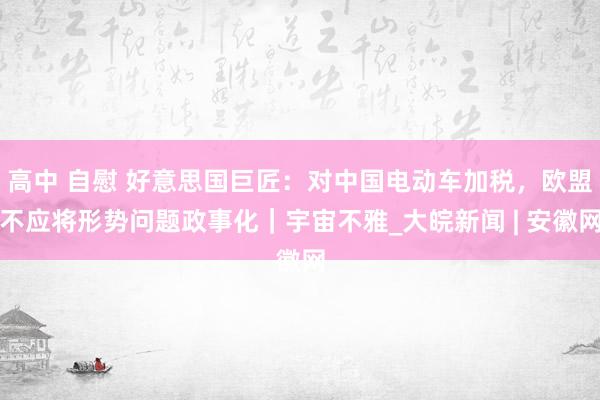 高中 自慰 好意思国巨匠：对中国电动车加税，欧盟不应将形势问题政事化｜宇宙不雅_大皖新闻 | 安徽网