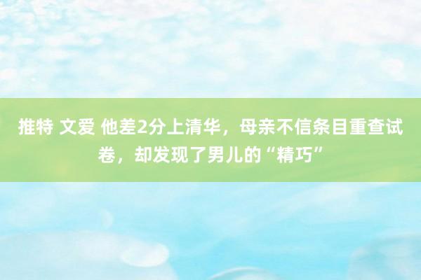 推特 文爱 他差2分上清华，母亲不信条目重查试卷，却发现了男儿的“精巧”