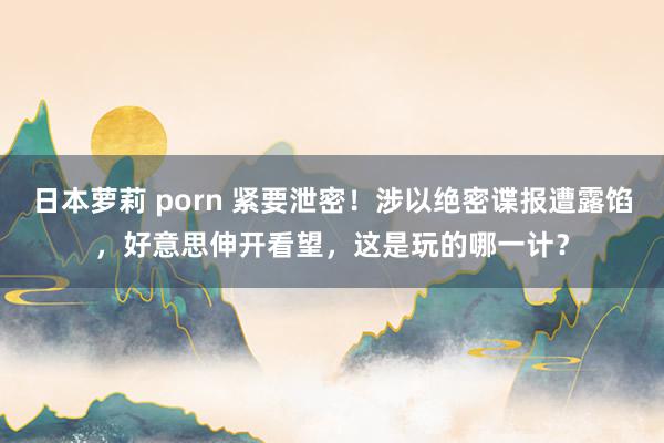 日本萝莉 porn 紧要泄密！涉以绝密谍报遭露馅，好意思伸开看望，这是玩的哪一计？