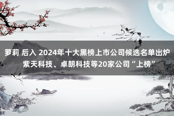 萝莉 后入 2024年十大黑榜上市公司候选名单出炉  紫天科技、卓朗科技等20家公司“上榜”