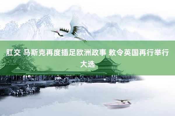 肛交 马斯克再度插足欧洲政事 敕令英国再行举行大选