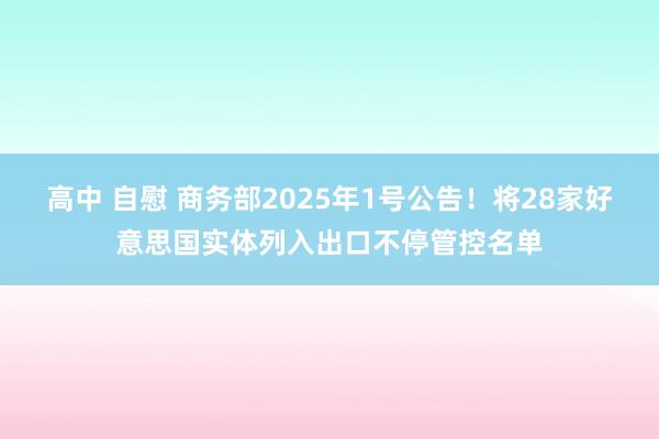 高中 自慰 商务部2025年1号公告！将28家好意思国实体列入出口不停管控名单